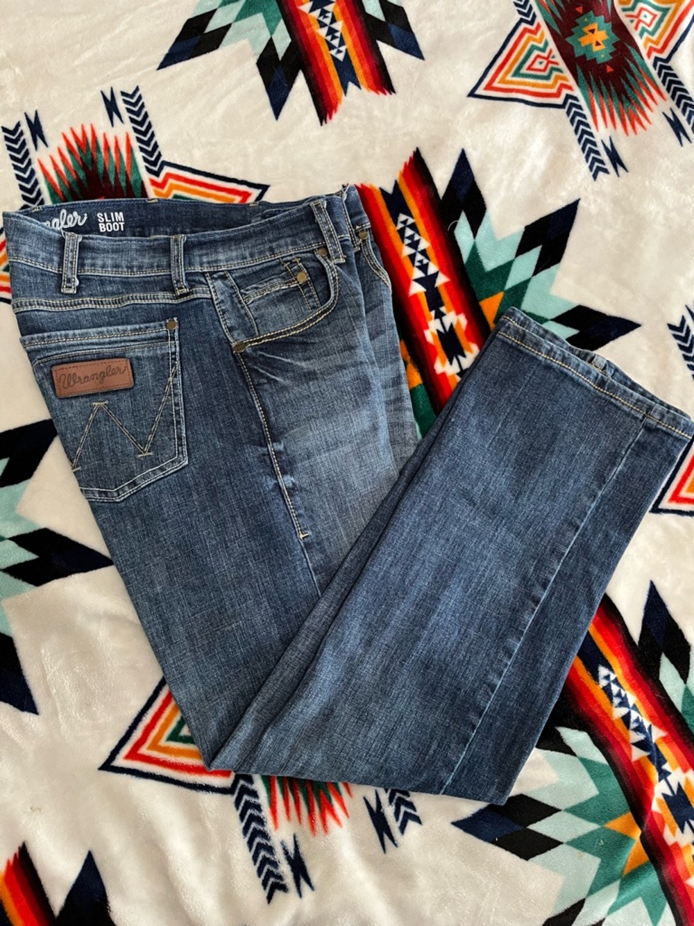 Wrangler Slim Boot Jeans in Dark Blue Denim